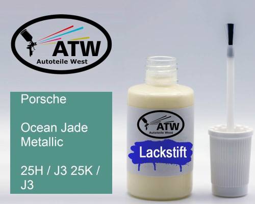 Porsche, Ocean Jade Metallic, 25H / J3 25K / J3: 20ml Lackstift, von ATW Autoteile West.